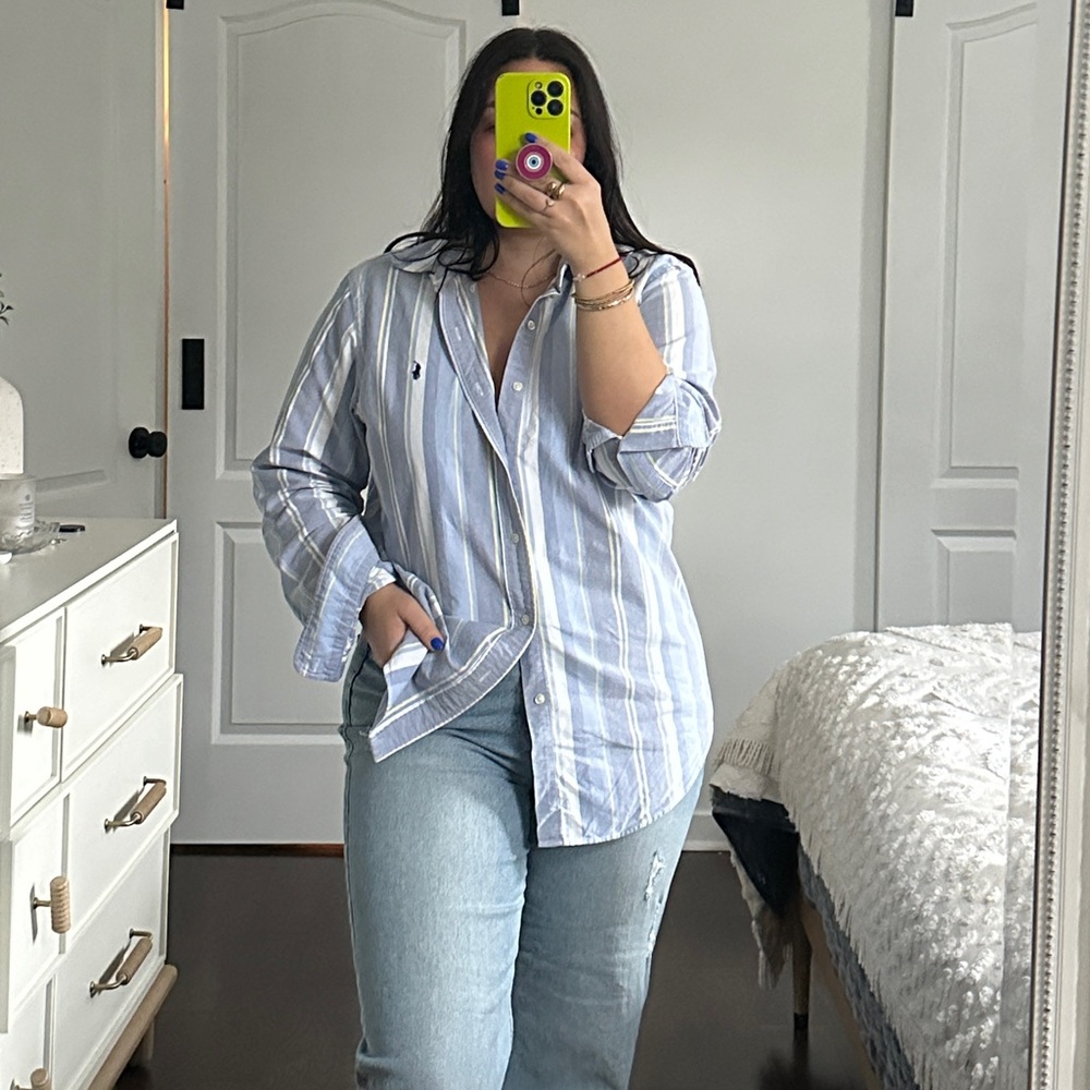 Ralph Lauren Cotton Classic Blue,White and Yellow Shirt